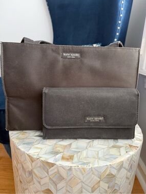kate spade black tote and wallet set